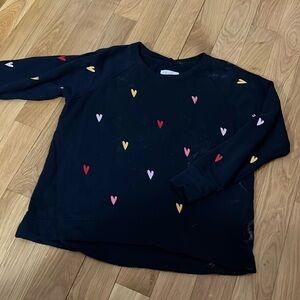 Lou & Grey Soft Gray Pullover Sweater Embroidered Hesrts size S